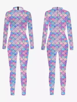 Combinaisons zentai motifs Halloween Combinaison sexy pour femme en lycra et élasthanne à imprimé écailles de poisson
