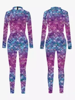 Combinaisons zentai motifs Halloween Combinaison sexy pour femme en lycra et élasthanne à imprimé écailles de poisson