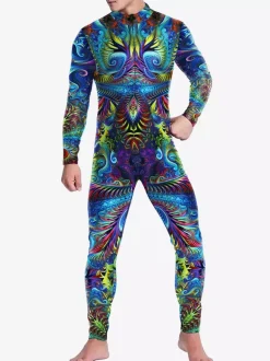 Combinaisons zentai motifs Halloween Combinaison mécanique futuriste pour homme combinaison de combat cool imprimé 3D style Steampunk pour les fêtes et les spectacles