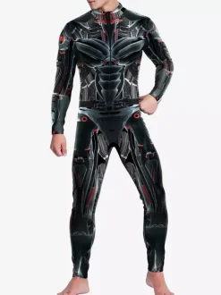 Combinaisons zentai motifs Halloween Combinaison mécanique futuriste pour homme combinaison de combat cool imprimé 3D style Steampunk pour les fêtes et les spectacles