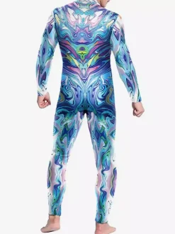 Combinaisons zentai motifs Halloween Combinaison mécanique futuriste pour homme combinaison de combat cool imprimé 3D style Steampunk pour les fêtes et les spectacles