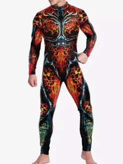 Combinaisons zentai motifs Halloween Combinaison mécanique futuriste pour homme combinaison de combat cool imprimé 3D style Steampunk pour les fêtes et les spectacles