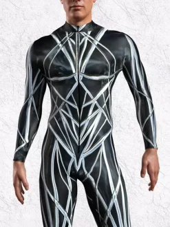 Combinaisons zentai motifs Halloween Combinaison cybernétique imprimée 3D pour homme style punk robot cosplay zentai fête rave cyclisme