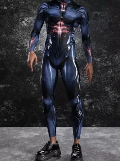 Combinaisons zentai motifs Halloween Combinaison cybernétique imprimée 3D pour homme style punk robot cosplay zentai fête rave cyclisme