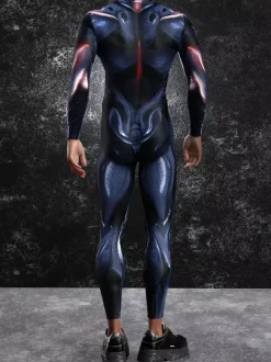 Combinaisons zentai motifs Halloween Combinaison cybernétique imprimée 3D pour homme style punk robot cosplay zentai fête rave cyclisme