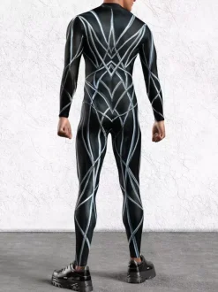 Combinaisons zentai motifs Halloween Combinaison cybernétique imprimée 3D pour homme style punk robot cosplay zentai fête rave cyclisme