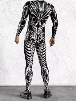 Combinaisons zentai motifs Halloween Combinaison cybernétique imprimée 3D pour homme style punk robot cosplay zentai fête rave cyclisme