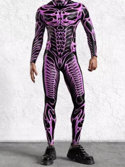 Combinaisons zentai motifs Halloween Combinaison cybernétique imprimée 3D pour homme style punk robot cosplay zentai fête rave cyclisme