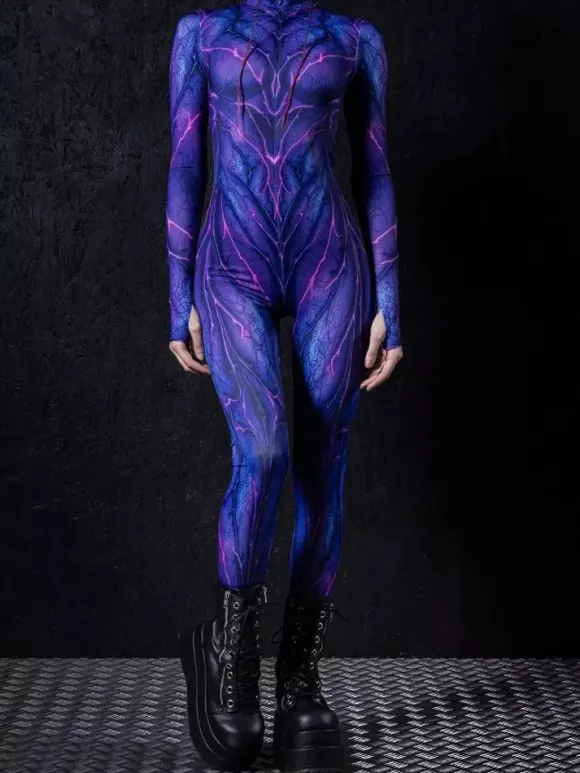 Combinaisons zentai motifs Halloween Combinaison sexy pour femme couleur unie pour Halloween sport taille haute cosplay