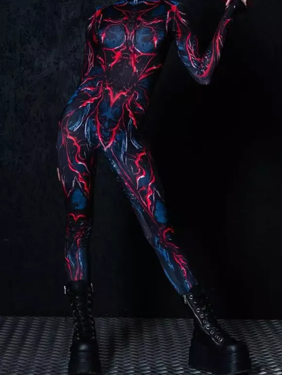 Combinaisons zentai motifs Halloween Combinaison sexy pour femme couleur unie pour Halloween sport taille haute cosplay