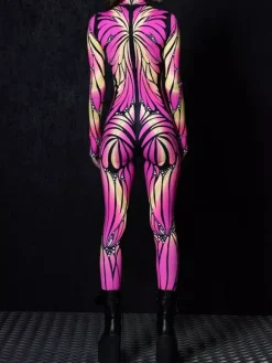 Combinaisons zentai motifs Halloween Combinaison sexy pour femme couleur unie pour Halloween sport taille haute cosplay