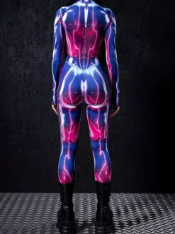Combinaisons zentai motifs Halloween Combinaison sexy pour femme couleur unie pour Halloween sport taille haute cosplay