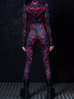 Combinaisons zentai motifs Halloween Combinaison sexy pour femme couleur unie pour Halloween sport taille haute cosplay