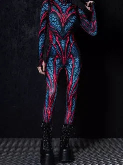 Combinaisons zentai motifs Halloween Combinaison sexy pour femme couleur unie pour Halloween sport taille haute cosplay