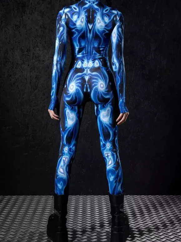 Combinaisons zentai motifs Halloween Combinaison sexy pour femme couleur unie pour Halloween sport taille haute cosplay