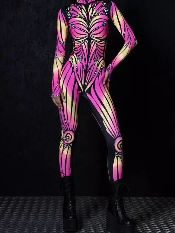 Combinaisons zentai motifs Halloween Combinaison sexy pour femme couleur unie pour Halloween sport taille haute cosplay