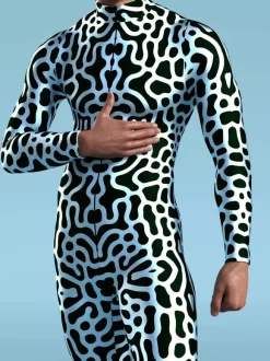 Combinaisons zentai motifs Halloween Combinaison 3D pour homme motif créatif lignes irrégulières style cyberpunk pour Halloween cosplay performance zentai