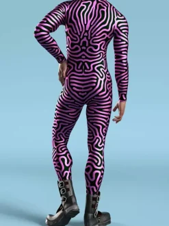 Combinaisons zentai motifs Halloween Combinaison 3D pour homme motif créatif lignes irrégulières style cyberpunk pour Halloween cosplay performance zentai