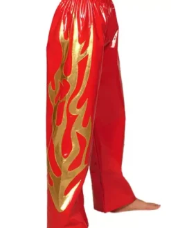 Combinaisons zentai motifs Pantalon de lutte rouge et d鈥檕r en PVC Déguisements Halloween