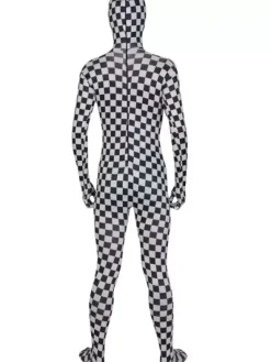 Combinaisons zentai motifs Toussaint Cosplay Costume de zentai blanc écossais enveloppé Déguisements Halloween