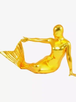 Combinaisons zentai sirène Or brillant métallique Mermaid costume