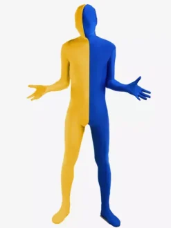 Combinaison unisexe Déguisements Halloween Lycra Spandex Deux tons Zentai Costumes Costumes complets du corps