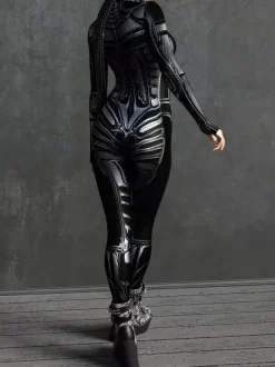 Combinaison Zentai anatomique 3D sexy pour femme style cyberpunk inspirée du carnaval de Venise.