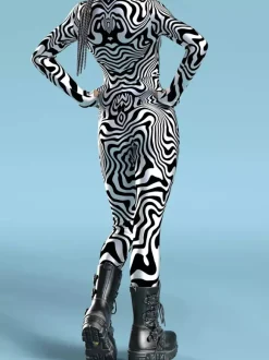 Combinaison Zentai anatomique 3D sexy pour femme style cyberpunk inspirée du carnaval de Venise.