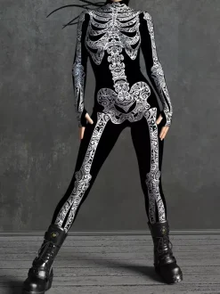 Combinaison Zentai anatomique 3D sexy pour femme style cyberpunk inspirée du carnaval de Venise.