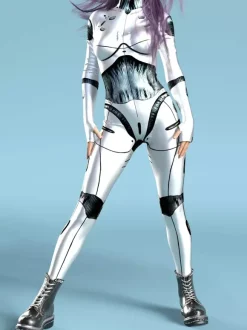Combinaison Zentai anatomique 3D sexy pour femme style cyberpunk inspirée du carnaval de Venise.