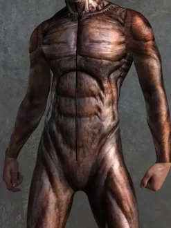 Combinaison zentai à motifs body simulant la peau couleur chair combinaison musculaire imprimée en 3D pour tout le corps