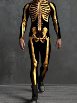 Combinaison zentai à motifs combinaison squelette d'Halloween combinaison moulante anatomique imprimée en 3D