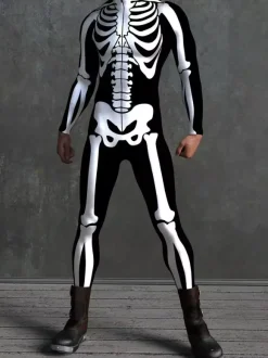 Combinaison zentai à motifs combinaison squelette d'Halloween combinaison moulante anatomique imprimée en 3D