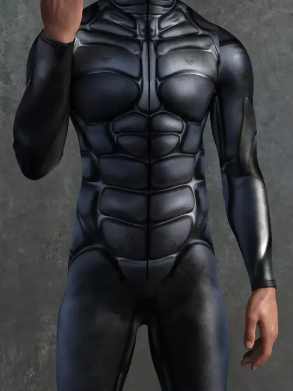 Combinaison zentai à motifs combinaison mécanique noire combinaison moulante imprimée en 3D exosquelette cyberpunk