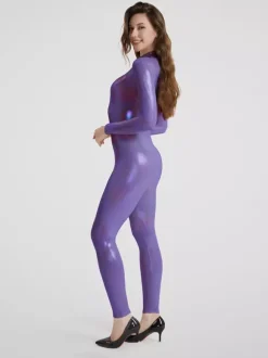 Combinaison Zentai sexy et brillante style catsuit pour scène danse carnaval Halloween vert foncé