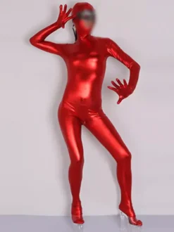 Combinaison zentai unisexe en imitation latex métallisé pour adulte combinaison moulante combinaison zentai corps entier bout fermé collant ultra-fin sous-vêtements