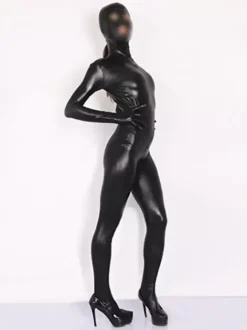 Combinaison zentai unisexe en imitation latex métallisé pour adulte combinaison moulante combinaison zentai corps entier bout fermé collant ultra-fin sous-vêtements