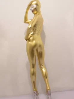 Combinaison zentai unisexe en imitation latex métallisé pour adulte combinaison moulante combinaison zentai corps entier bout fermé collant ultra-fin sous-vêtements
