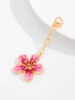 Connecteur de bikini en émail rose chaîne dorée clip de soutien-gorge floral breloque décorative pour maillot de bain