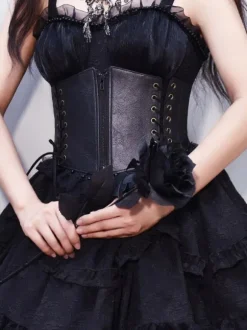 Corset Accessoires Gothique Lolita Noir Lacets Polyester