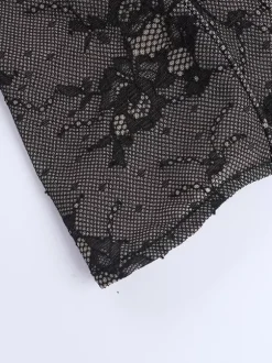 Corset en dentelle florale pour femme - Bustier noir d'inspiration gothique - Tenue de soirée estivale 2026