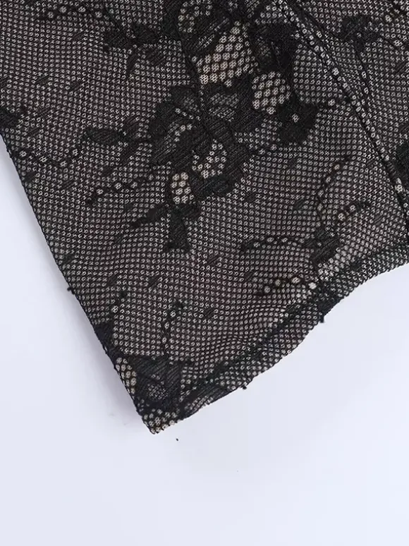 Corset en dentelle florale pour femme - Bustier noir d'inspiration gothique - Tenue de soirée estivale 2026