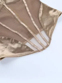 Corset en résille transparente pour femme - Bustier sexy avec fermeture éclair apparente au dos - Tenues de soirée glamour vintage et esthétiques pour les clubs (collection 2026)