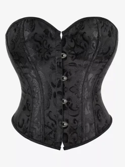 Corset noir Lingerie Shapewear Corsets noirs à boutons sur le devant pour femmes