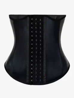 Corset noir sans bretelles pour femme avec boutons sur le devant
