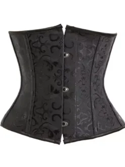 Corset sein nu en jacquard noir lacets de dentelle