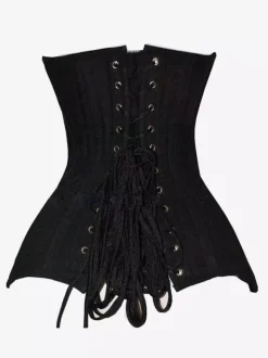 Corset sous-poitrine mat uni fermeture à agrafes sur le devant et laçage au dos gaine amincissante