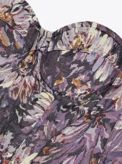 Corset bleu rétro sans manches imprimé coupe ajustée