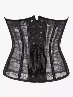 Corset bustier en dentelle transparente sans bretelles 2 couleurs