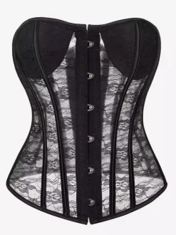 Corset bustier en dentelle transparente sans bretelles 2 couleurs